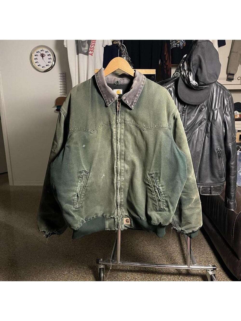 Carhartt Spruce Green Santa Fe Jacket J14 SPC Distressed Faded
